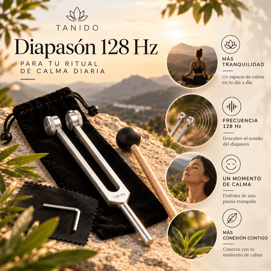 Tanido — Diapasón 128 Hz para tu ritual de calma diaria