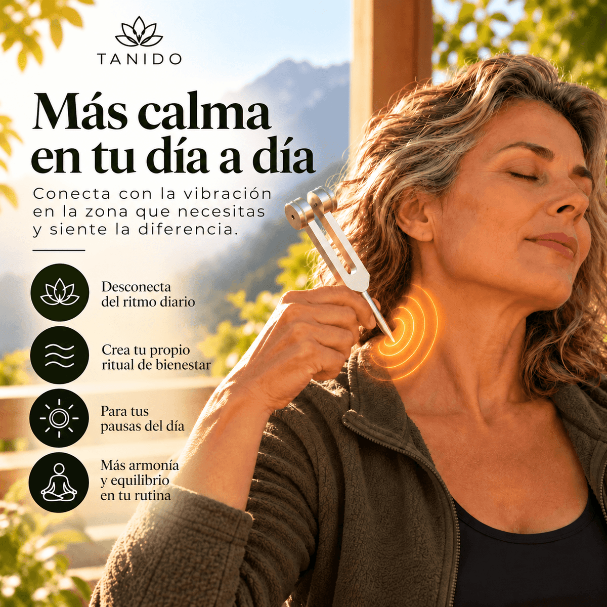 Tanido — Diapasón 128 Hz para tu ritual de calma diaria