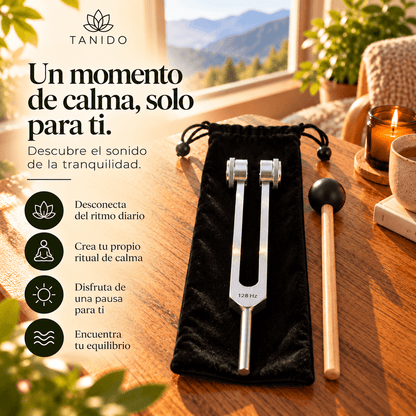 Tanido — Diapasón 128 Hz para tu ritual de calma diaria