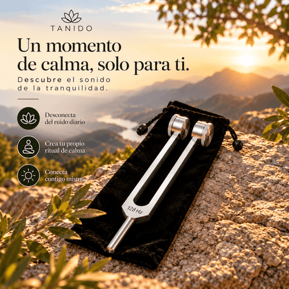 Tanido — Diapasón 128 Hz para tu ritual de calma diaria