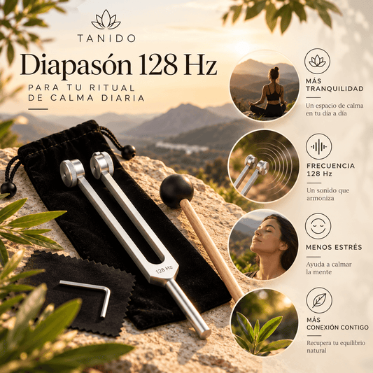 Tanido — Diapasón 128 Hz para tu ritual de calma diaria